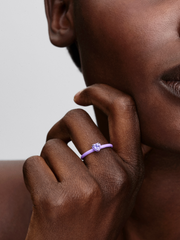 Purple Chakra Heart Ring - Sterling silver