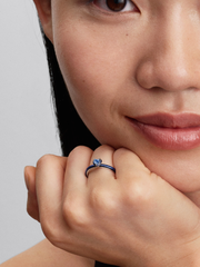 Blue Chakra Heart Ring - Sterling silver