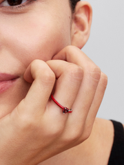 Red Chakra Heart Ring - Sterling silver