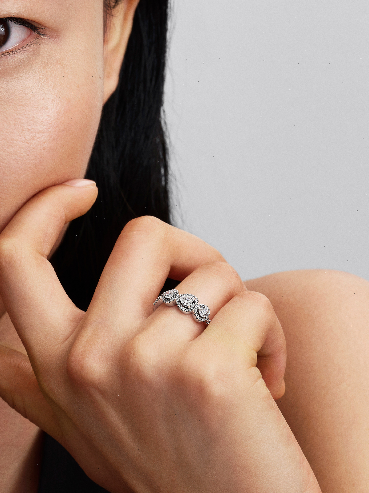 Halo Heart Trilogy Ring - Sterling silver