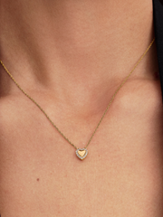 Engravable Heart Halo Collier Necklace - 14k gold plating