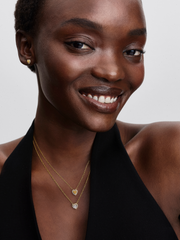 Engravable Heart Halo Collier Necklace - 14k gold plating