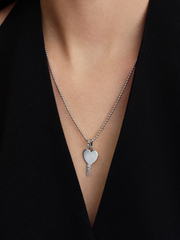 Engravable Heart Key Pendant - Sterling silver