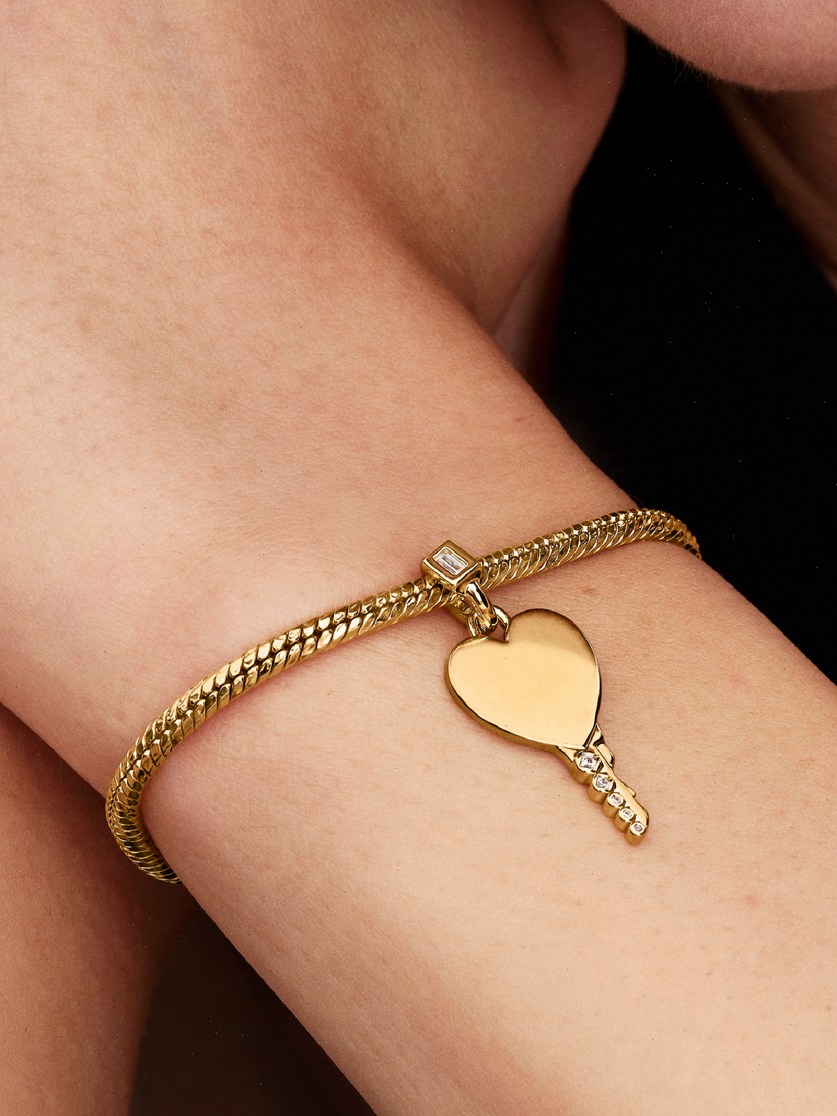 Engravable Heart Key Pendant - 14k gold plating