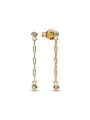 Pandora Era Bezel Lab-Grown Diamond Paperclip Chain Drop Earrings - 0.12 ct TW, 14k gold