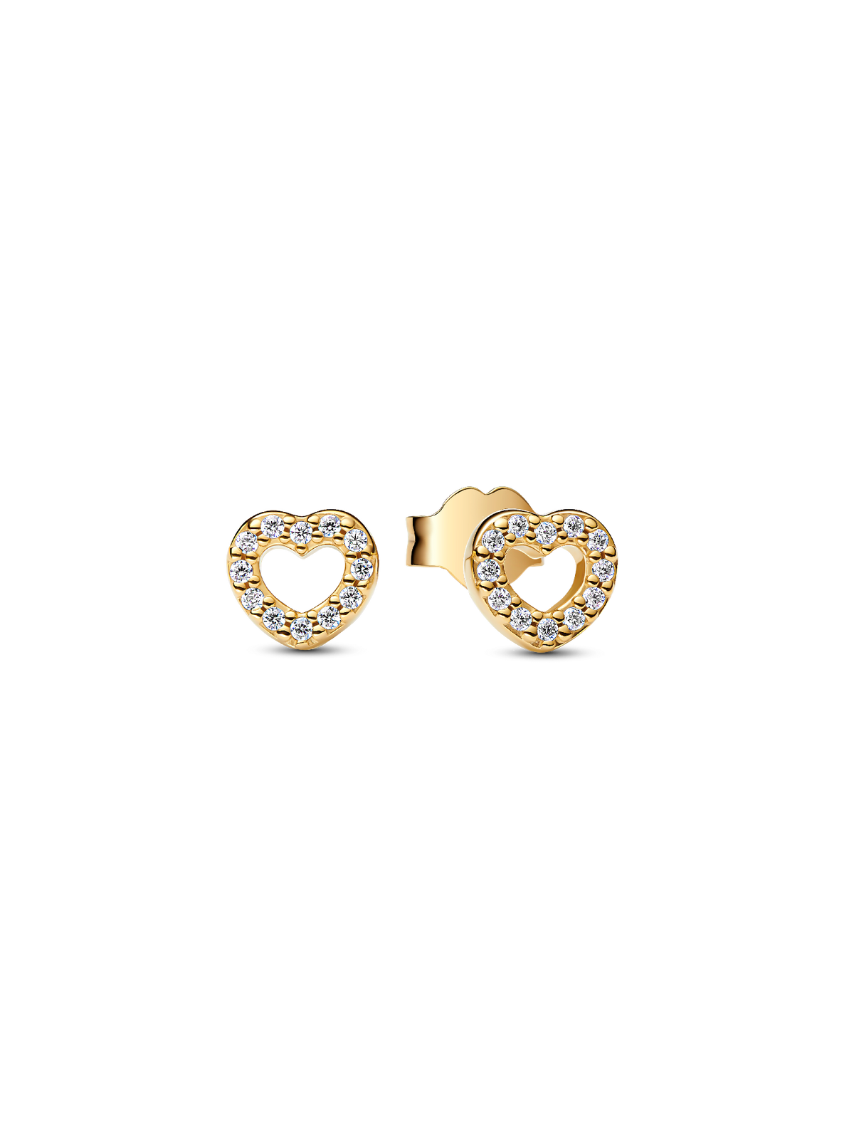 Open Heart Stud Earrings - 14k gold plating