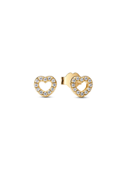 Open Heart Stud Earrings - 14k gold plating