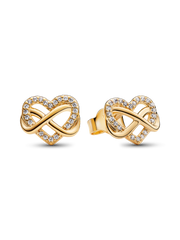 Sparkling Infinity Heart Stud Earrings - 14k gold plating