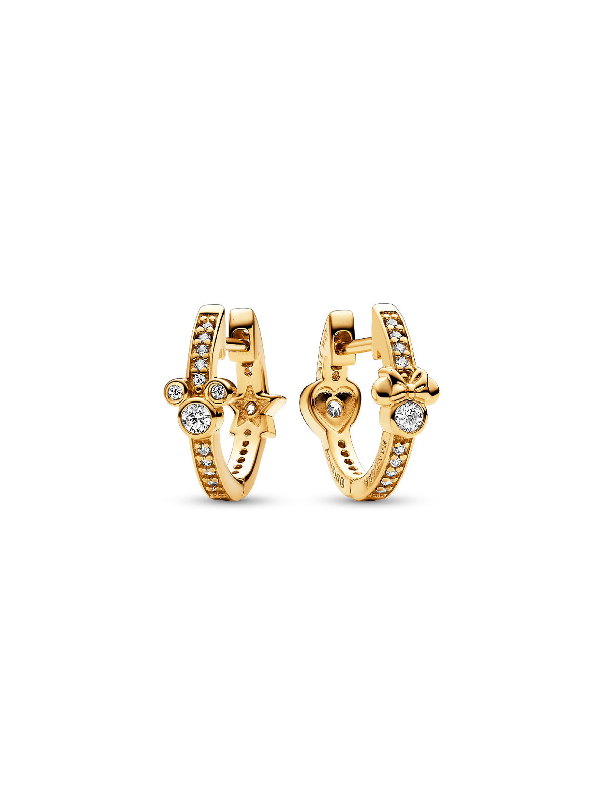FINAL SALE - Disney Mickey Mouse & Minnie Mouse Sparkling Hoop Earrings - 14k gold plating