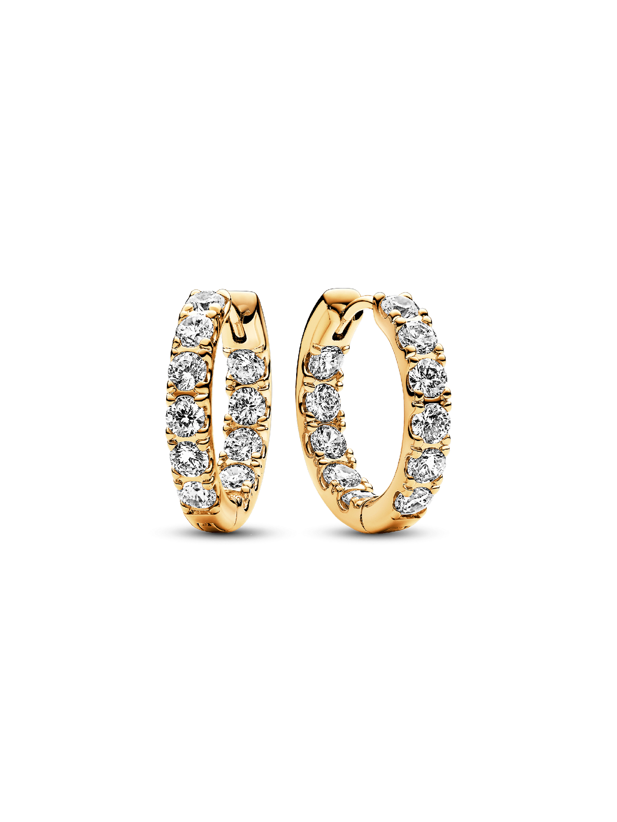 Sparkling Row Eternity Hoop Earrings - 14k gold plating