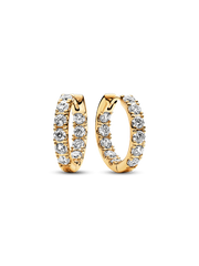 Sparkling Row Eternity Hoop Earrings - 14k gold plating