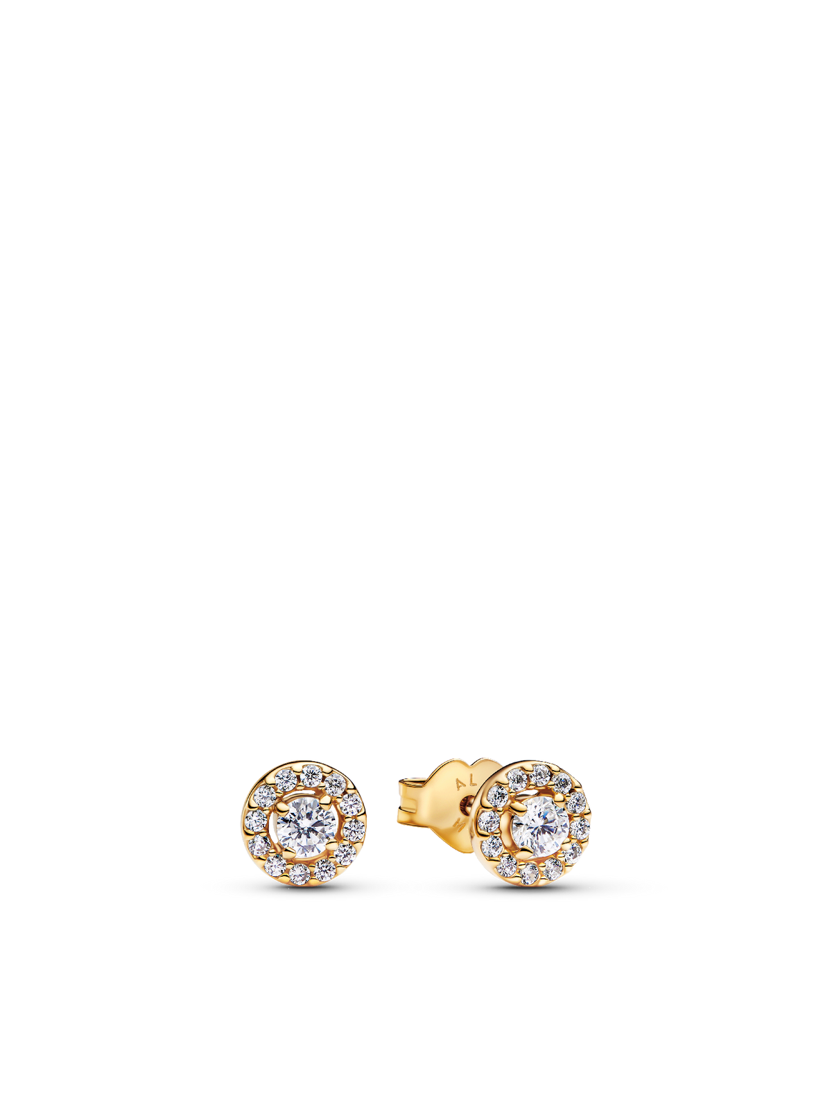 Round Pavé Halo Stud Earrings - 14k gold plating