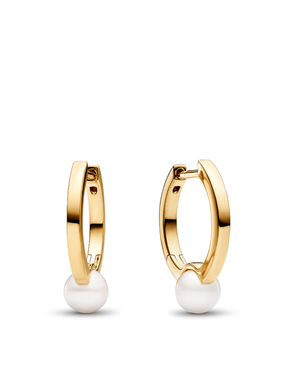 FINAL SALE - Treated Freshwater Cultured Pearl Hoop Earrings - 14k gold plating