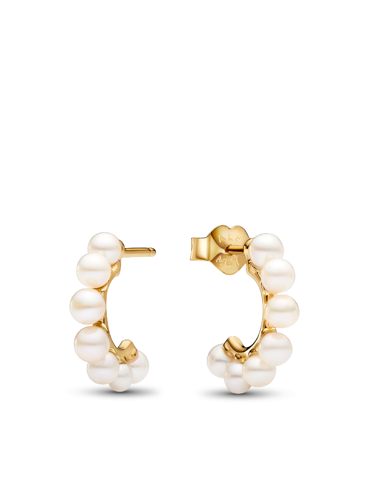 FINAL SALE - Treated Freshwater Cultured Pearls Open Hoop Earrings - 14k gold plating