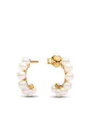 FINAL SALE - Treated Freshwater Cultured Pearls Open Hoop Earrings - 14k gold plating