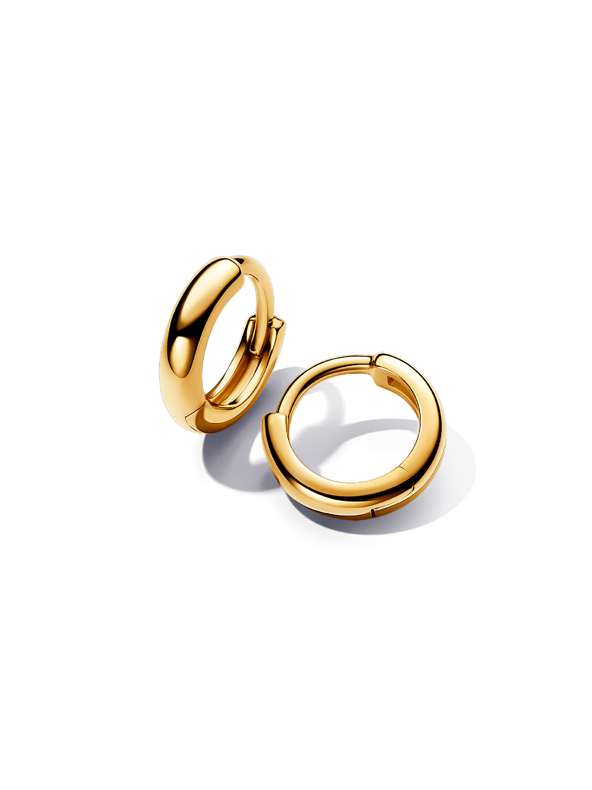 Round Huggie Hoop Earrings - 14k gold plating