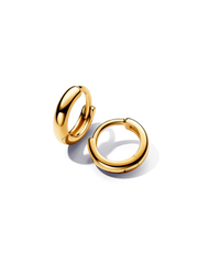 Round Huggie Hoop Earrings - 14k gold plating