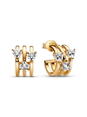 FINAL SALE - Triple Heart Hoop Earrings - 14k gold plating