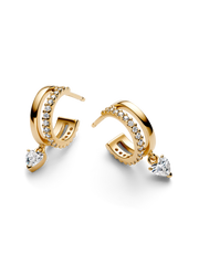 Dangling Heart Hoop Earrings - 14k gold plating