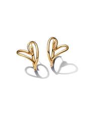 Organically Shaped Heart Hoop Earrings - 14k gold plating