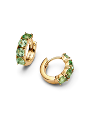 Green Hoop Earrings - 14k gold plating