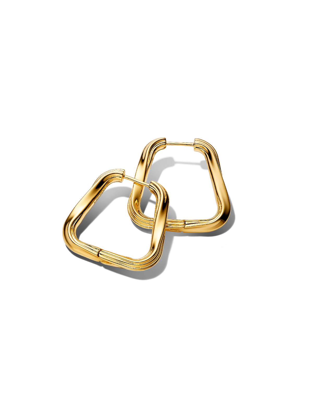 Twisted Triangle Large Hoop Earrings - 14k gold plating