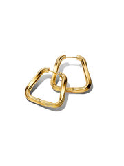 Twisted Triangle Large Hoop Earrings - 14k gold plating