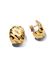 FINAL SALE - Rippled Wide Hoop Earrings - 14k gold plating