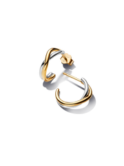 Organically Shaped Two-tone Open Hoop Earrings - Sterling silver, 14k gold plating