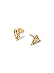 Organically Shaped Heart Stud Earrings - 14k gold plating