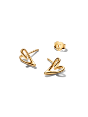 Organically Shaped Heart Stud Earrings - 14k gold plating