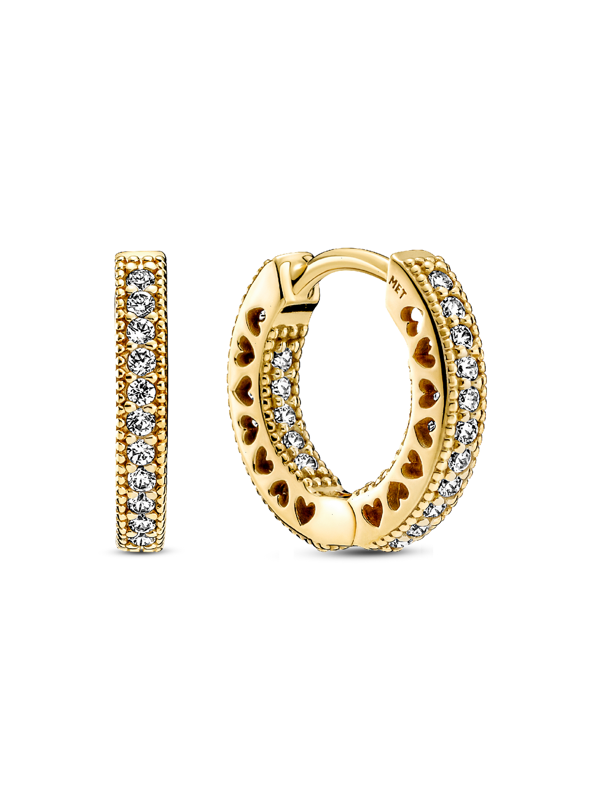 Pavé Heart Hoop Earrings - 14k gold plating