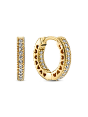 Pavé Heart Hoop Earrings - 14k gold plating