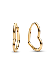 Asymmetrical Heart Hoop Earrings - 14k gold plating