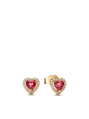 Elevated Heart Stud Earrings - 14k gold plating