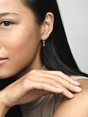 FINAL SALE - Sparkling Freehand Heart Hoop Earrings - Sterling silver, 14k rose gold plating