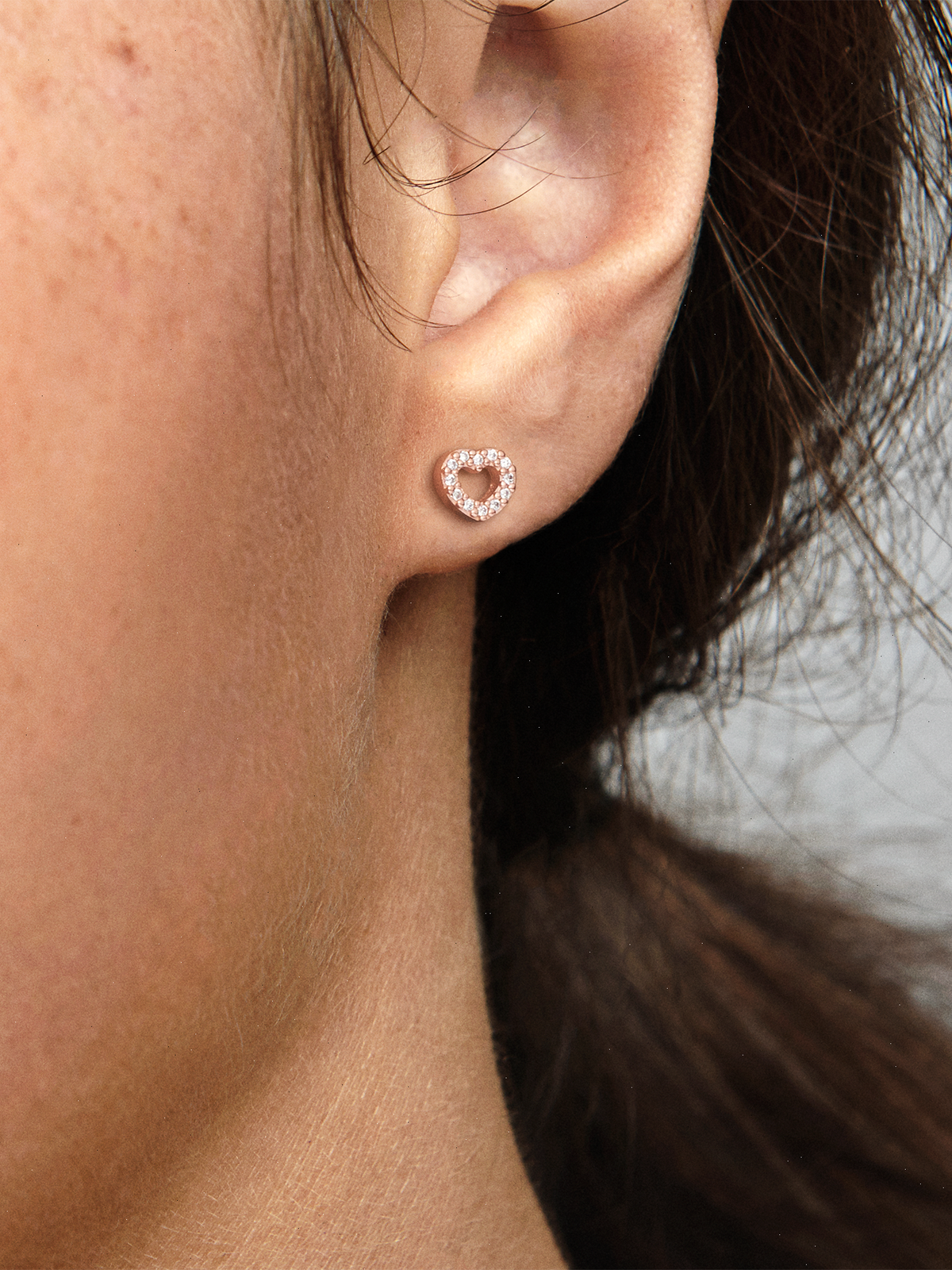 FINAL SALE - Open Heart Stud Earrings - 14k rose gold plating