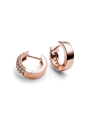 FINAL SALE - Pandora Timeless Pavé Double-row Hoop Earrings - 14k rose gold plating