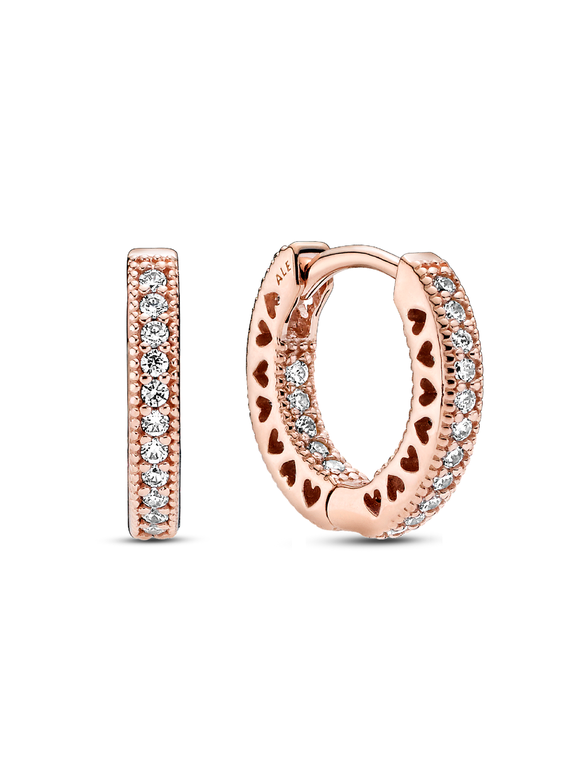Pavé Heart Hoop Earrings - 14k rose gold plating