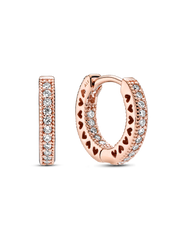 Pavé Heart Hoop Earrings - 14k rose gold plating