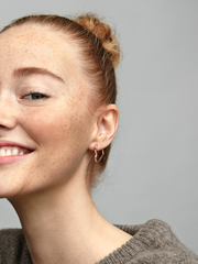 Asymmetrical Heart Hoop Earrings - 14k rose gold plating