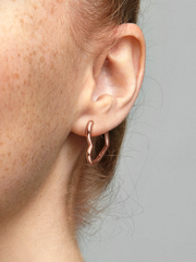 Asymmetrical Heart Hoop Earrings - 14k rose gold plating