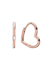 Asymmetrical Heart Hoop Earrings - 14k rose gold plating