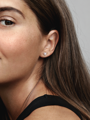 Sparkling Elevated Heart Stud Earrings - 14k rose gold plating