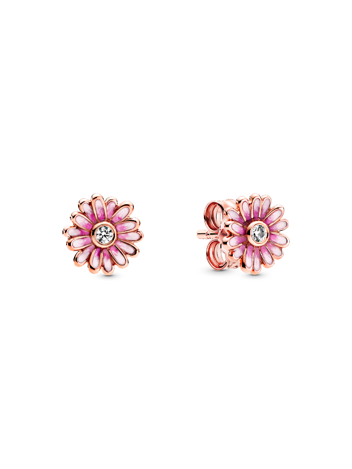 FINAL SALE - Pink Daisy Flower Stud Earrings - 14k rose gold plating