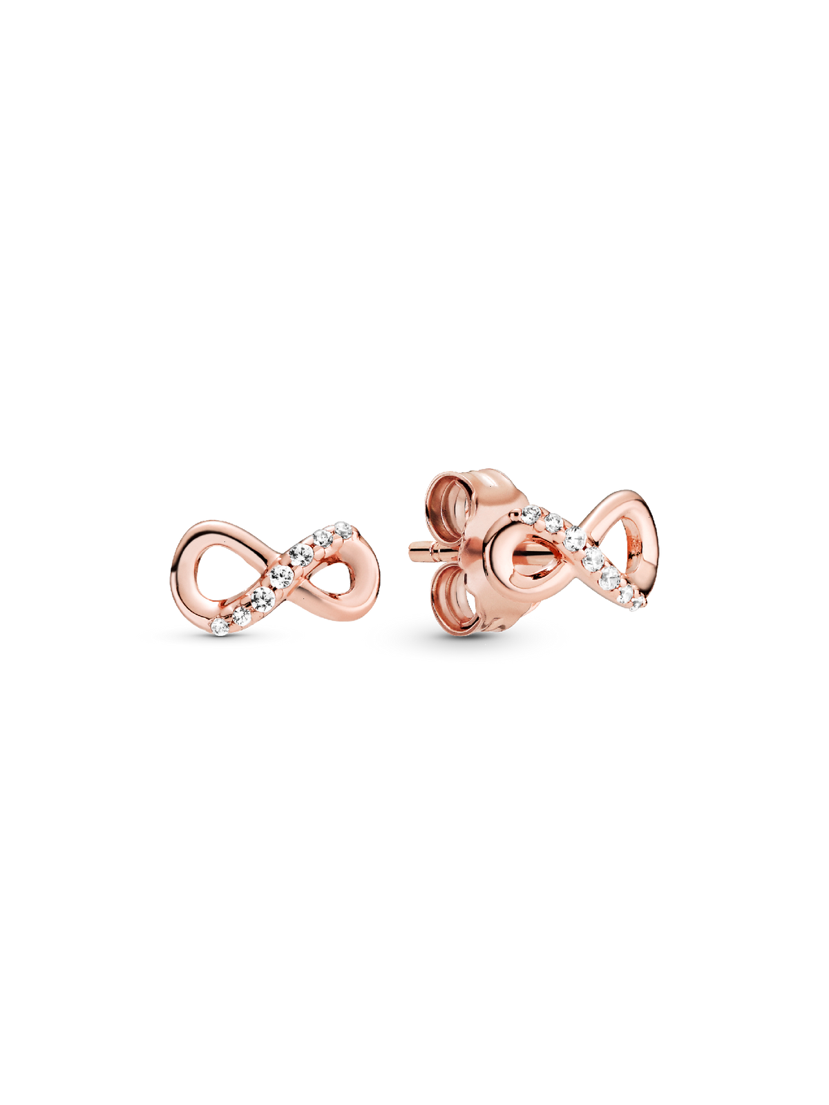 FINAL SALE - Sparkling Infinity Stud Earrings - 14k rose gold plating