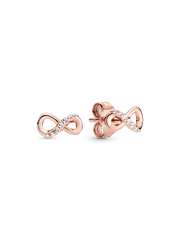 FINAL SALE - Sparkling Infinity Stud Earrings - 14k rose gold plating