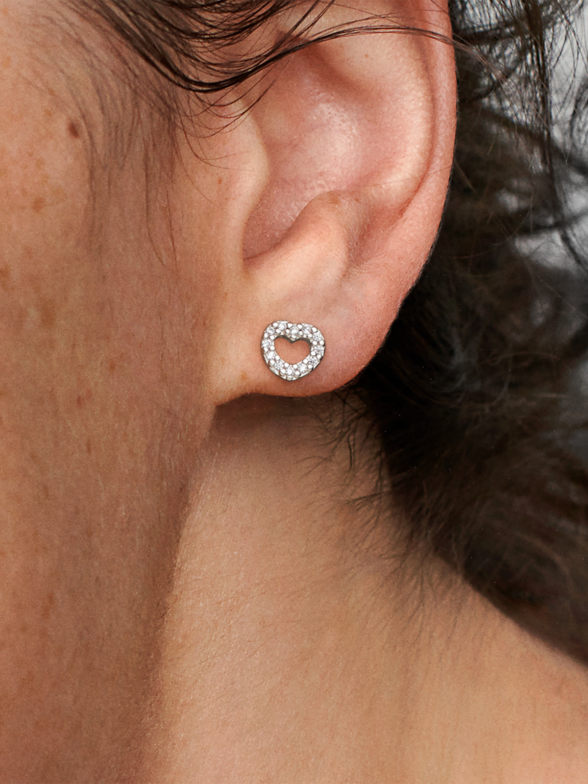 Open Heart Stud Earrings - Sterling silver