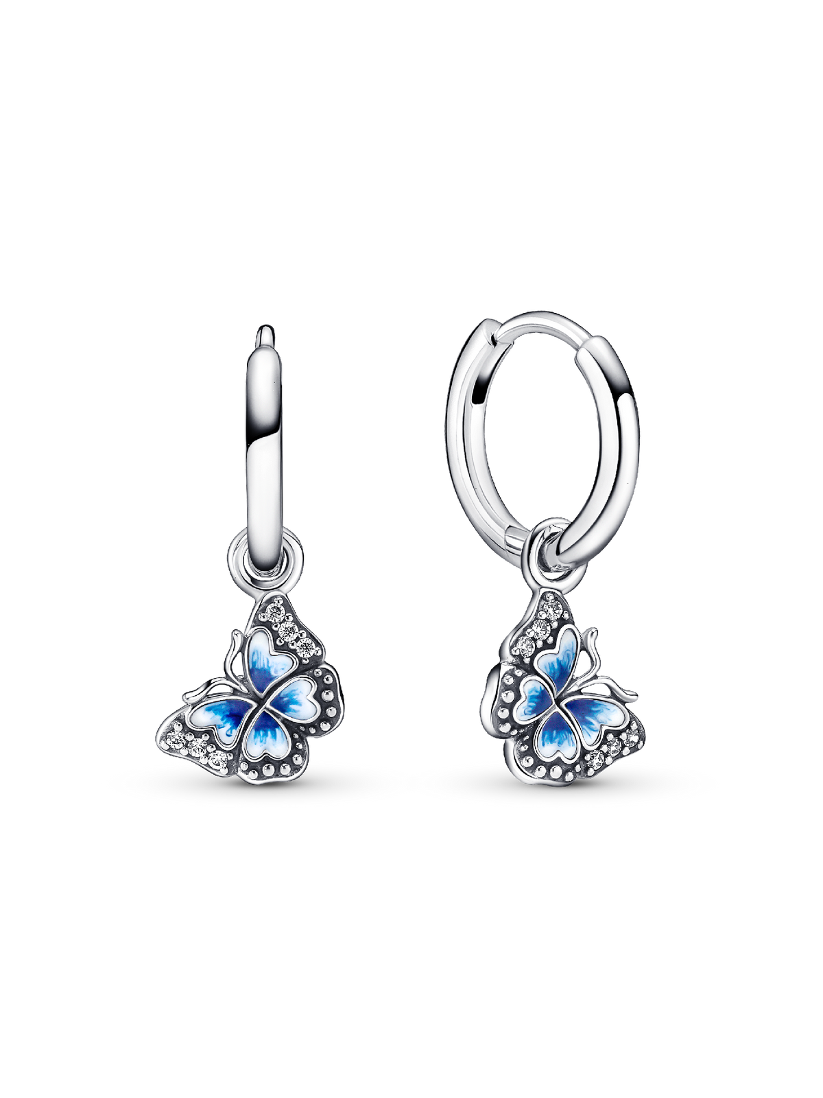 Blue Butterfly Hoop Earrings - Sterling silver