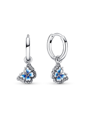 Blue Butterfly Hoop Earrings - Sterling silver